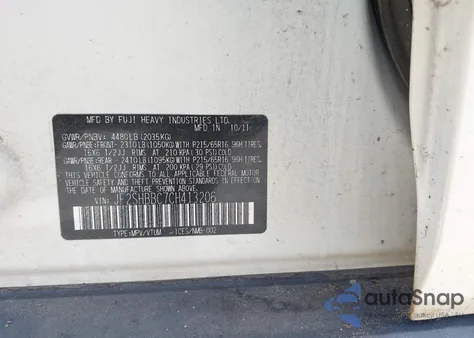 2012 Subaru Forester 2.5X z USA, uszkodzony, nr VIN JF2SHBBC7CH413206